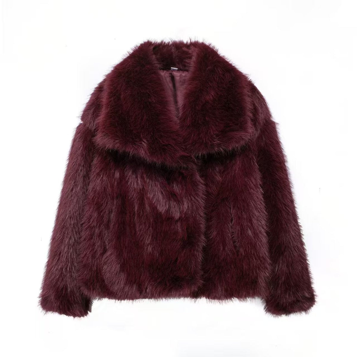 Cropped Faux Fur Lapel Coat